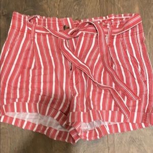 Red and white striped shorts